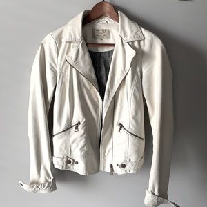 Zara Faux Leather Cream Moto Jacket